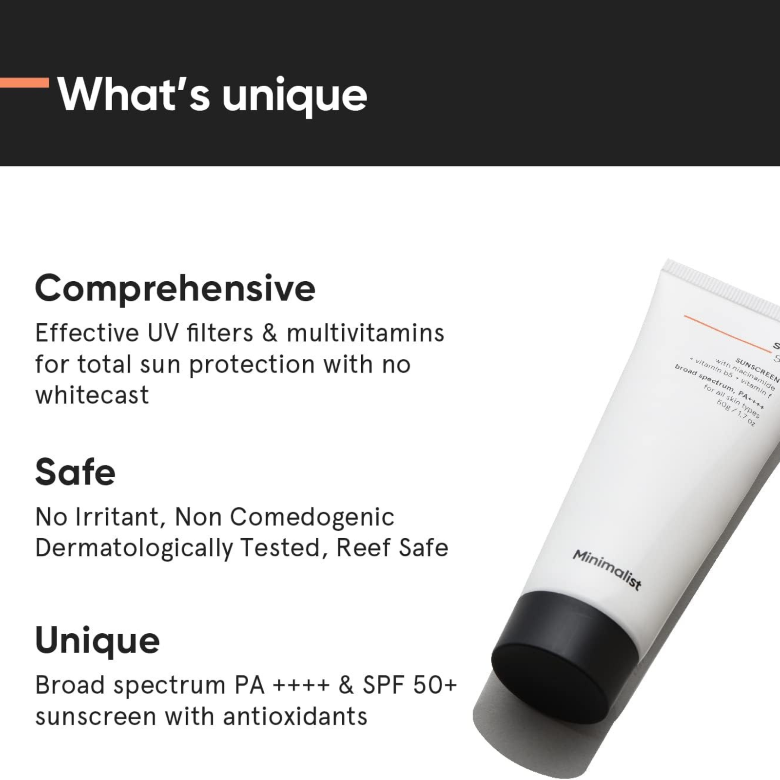 Minimalist SPF 50 PA++++ Sunscreen No White Cast Lightweight, Broad Spectrum UV Protection (1)