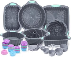 Tongjude 72-Piece Silicone Bakeware Set | Nonstick Baking Pans, Cake Molds & Measuring Tools | Oven Safe